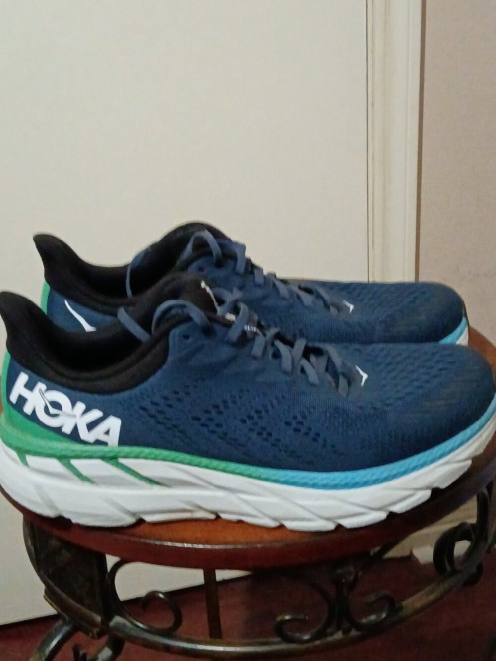 Hoka One One Clifton 7 Blue Running Shoes Mens Size 10 Wide 2E 1110534 MOAN